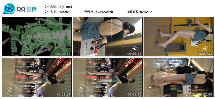 精选街拍视频 No.2269 苗条身材性感大开背超短热裤美女1 [1.02GB]