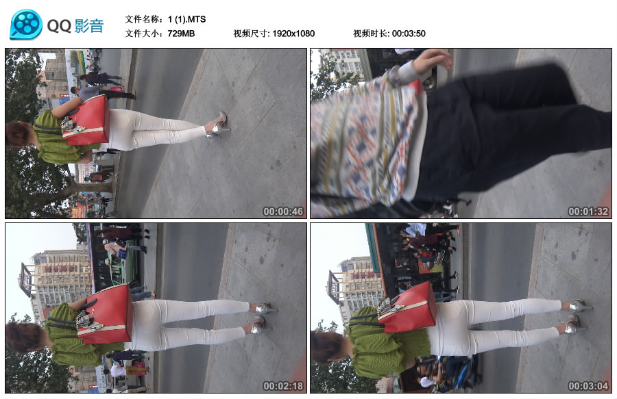 精选街拍视频 No.2777 街边等车的极品紧身白裤高跟鞋性感美女 [729MB]
